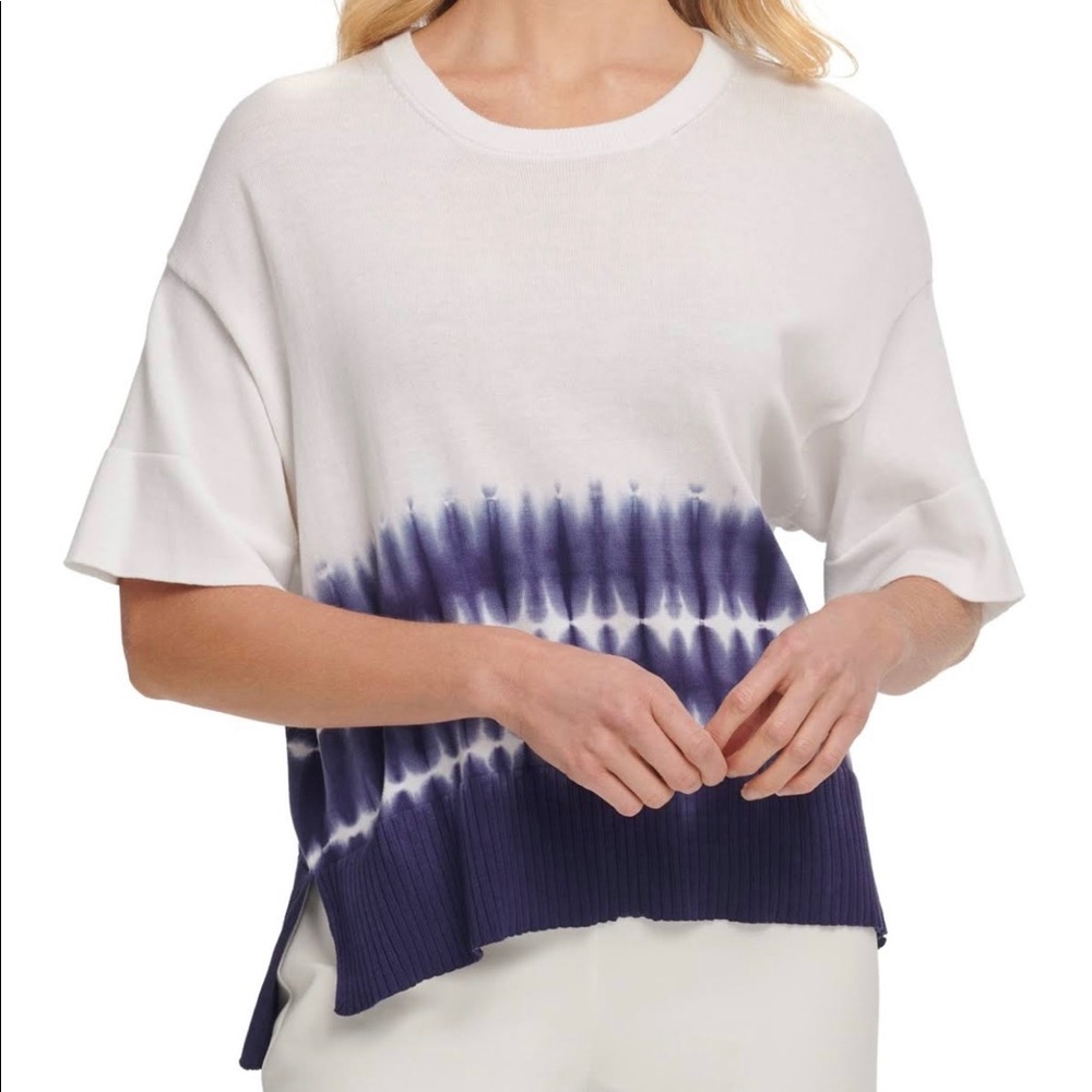 DKNY ribbed cotton tie dye sweater size L